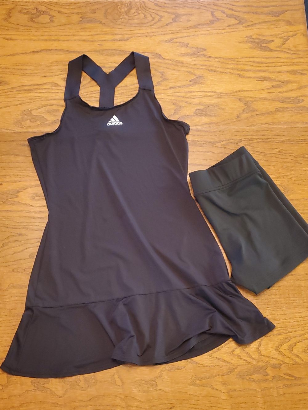 adidas Black Unlined Tennis Dress with Matching Shorts